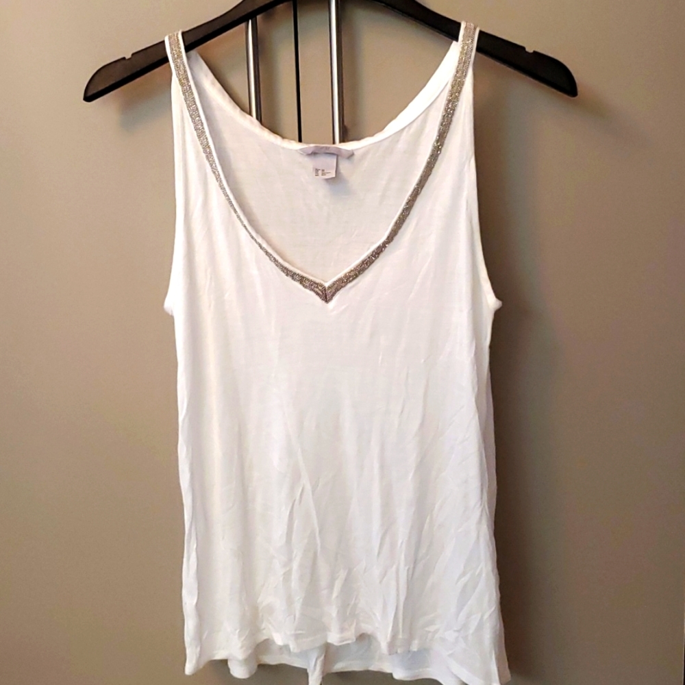 H&M v-neck sleeveless top with silver embellishments